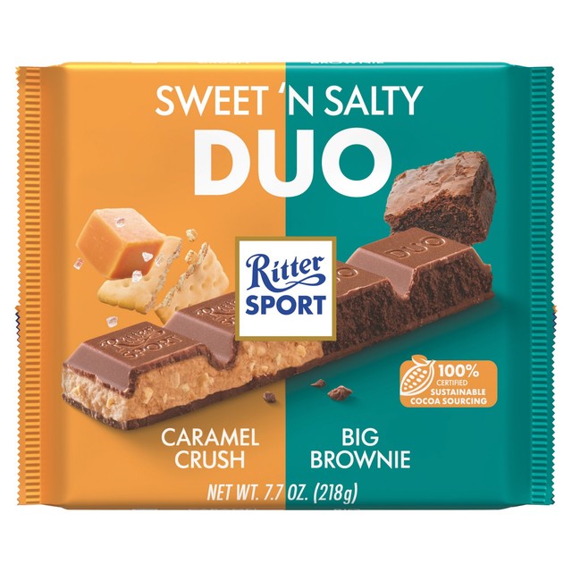 Ritter Sport Duo sweet and salty milk chocolate bar 216g, imported from the UK