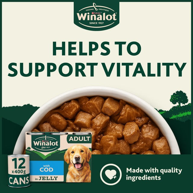Winalot cod in jelly wet dog food 400g (British brand)