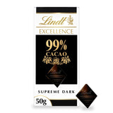 Lindt Excellence 99% chocolate bar 50g, UK version