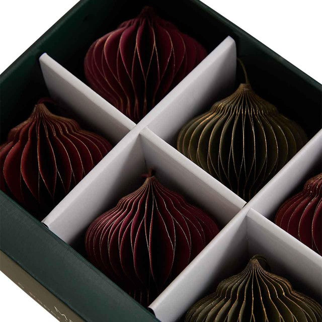 M&S Paper Finial Hanging Christmas Decorations 6 Pack, imported from the UK