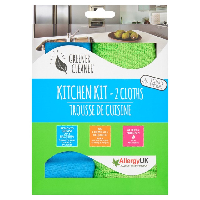 Greener Cleaner microfibre kitchen cloth kit 30x35cm - British product