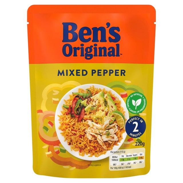 Ben's Original Mixed Pepper microwave rice 220g - British product