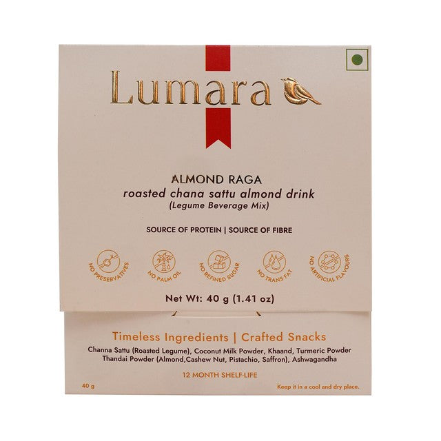 Lumara Almond Raga roasted chana sattu almond drink powder 40g, UK version