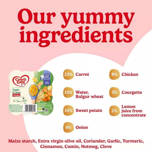 Cow & Gate lemon chicken & vegetables baby food meal 230g - British product
