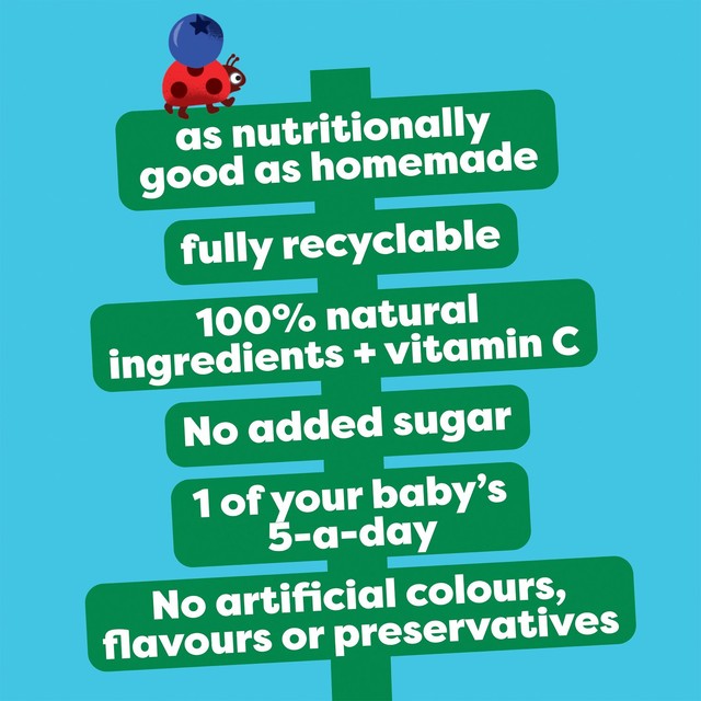 Heinz Apple & Blueberries baby food fruit pouch 100g, UK version