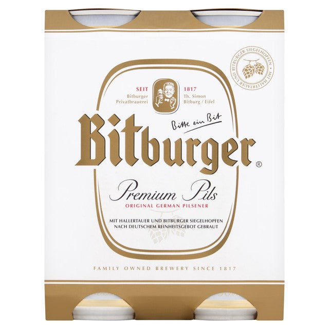 Bitburger Premium Pils pilsener beer 4x500ml - British product