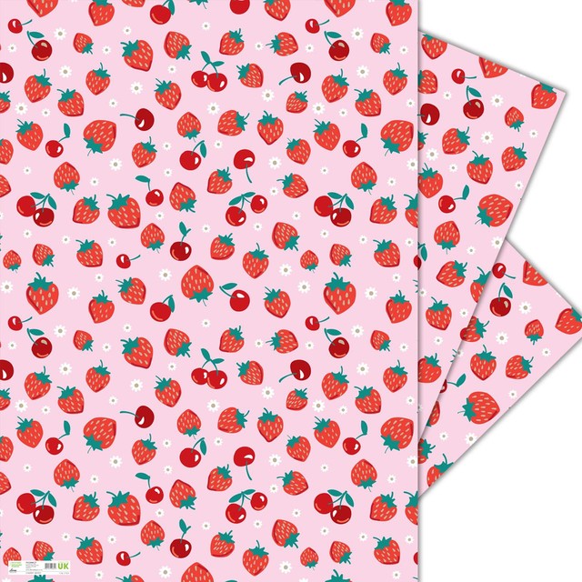 Deva Designs Cherry Berry gift wrap sheets 3 pack (British brand)