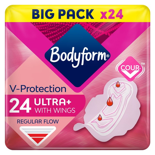 Bodyform Ultra Normal Sanitary Towels with wings 24 pack - British product