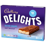 Cadbury Delights soft nougat salted caramel chocolate bars 5 x 22g - British product