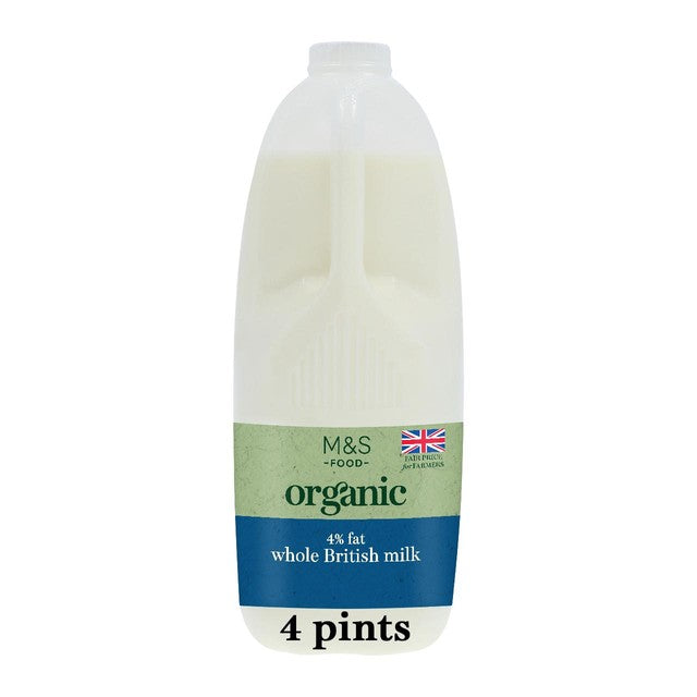M&S Organic Whole Milk 2.272L, imported from the UK