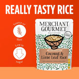 Merchant Gourmet Coconut Lime microwave rice 250g, imported from the UK