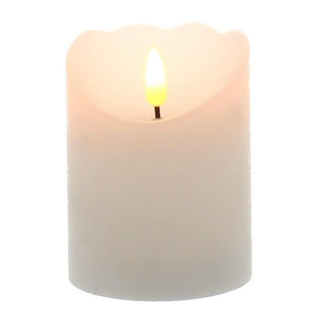 Festive LED White & Cream Candle 10cm, UK version