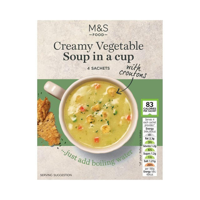 M&S Creamy Vegetable Soup Mix 4 x 22g, imported from the UK
