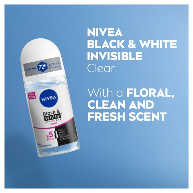 NIVEA Black & White anti-perspirant roll-on 50ml (British brand)