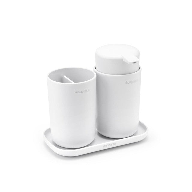 Brabantia white bathroom accessory set of 3 - British product