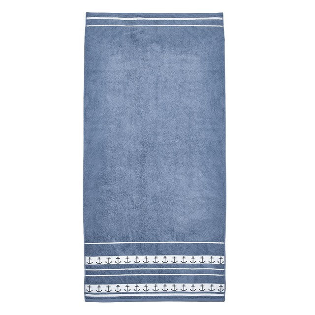 Catherine Lansfield beach towel teal anchor accents 90x180cm - British product