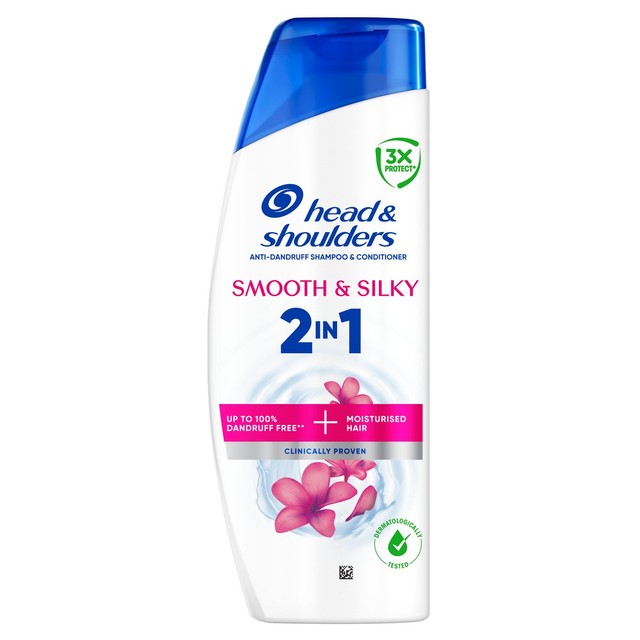 Head & Shoulders Smooth & Silky 2In1 anti-dandruff shampoo and conditioner 330ml, UK version