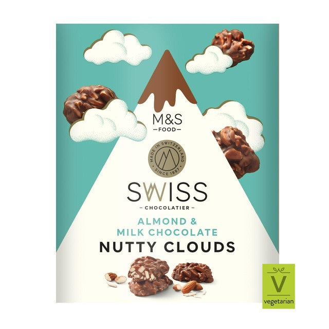 M&S Swiss Almond & Milk Chocolate Nutty Clouds 140g, imported from the UK