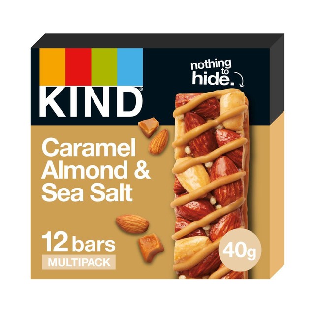 KIND Caramel Almond & Sea Salt snack bar (British brand)