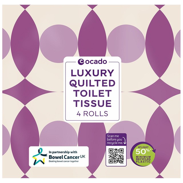 Ocado luxury quilted toilet tissue 4 rolls, imported from the UK