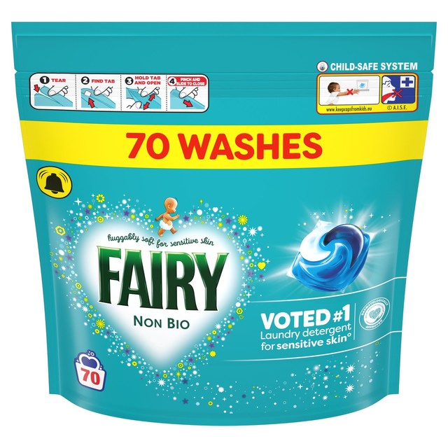 Fairy Non Bio Pods laundry detergent capsules 70 washes - British product