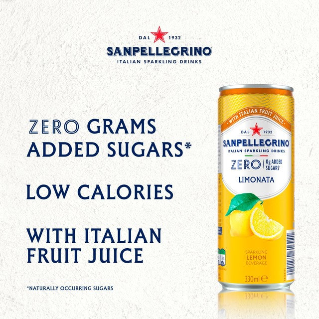 San Pellegrino Zero Lemon carbonated beverage 6 x 330ml (British brand)