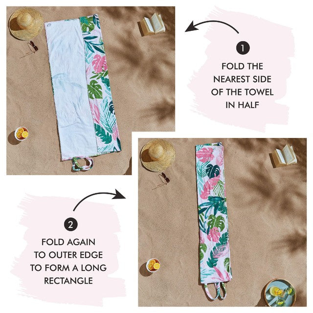 Catherine Lansfield tropical palm beach towel set with bag - British product