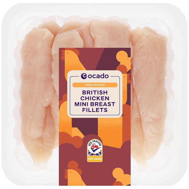 Ocado free-range British chicken breast mini fillets 350g, imported from the UK