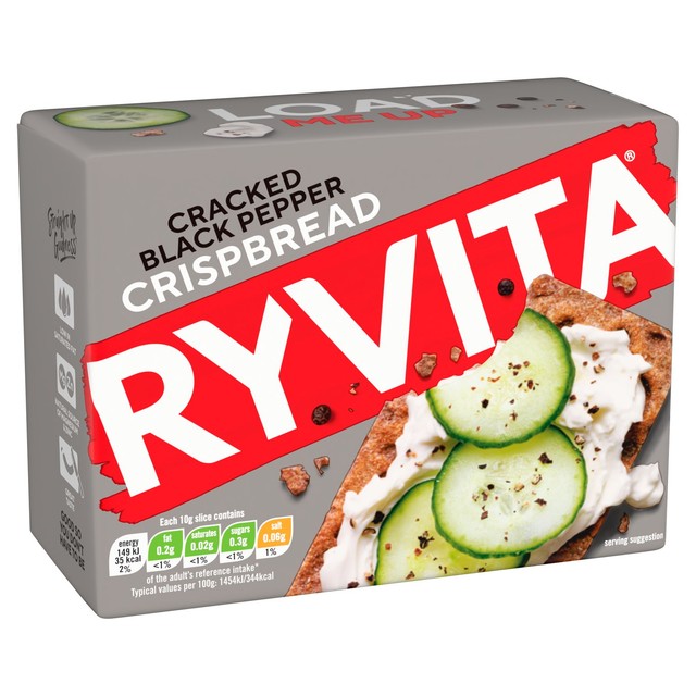 Ryvita crispbread crackers cracked black pepper 200g, imported from the UK