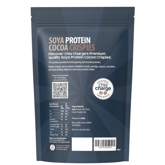 Chia Charge cocoa soya protein crispies 500g, UK version