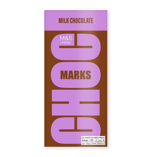 M&S Choc Marks milk chocolate bar 180g, imported from the UK