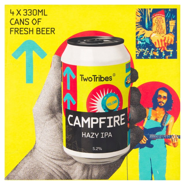 Two Tribes Campfire Hazy IPA beer 4 x 330ml (British brand)
