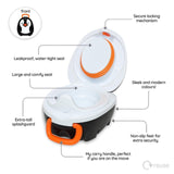 My Carry Potty penguin-themed portable potty for toddlers, imported from the UK