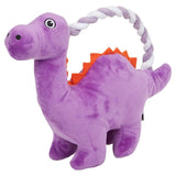 Petface Buddies rope handle plush dino dog toy, imported from the UK