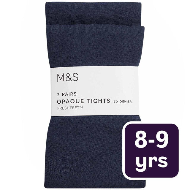M&S girls school tights navy 8-9 years, imported from the UK