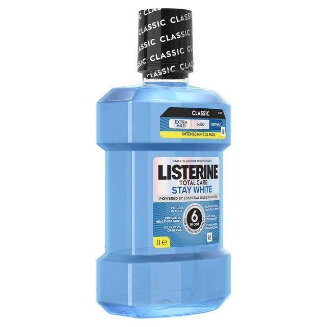 Listerine Stay White Intense Mint Classic mouthwash 1L, UK version