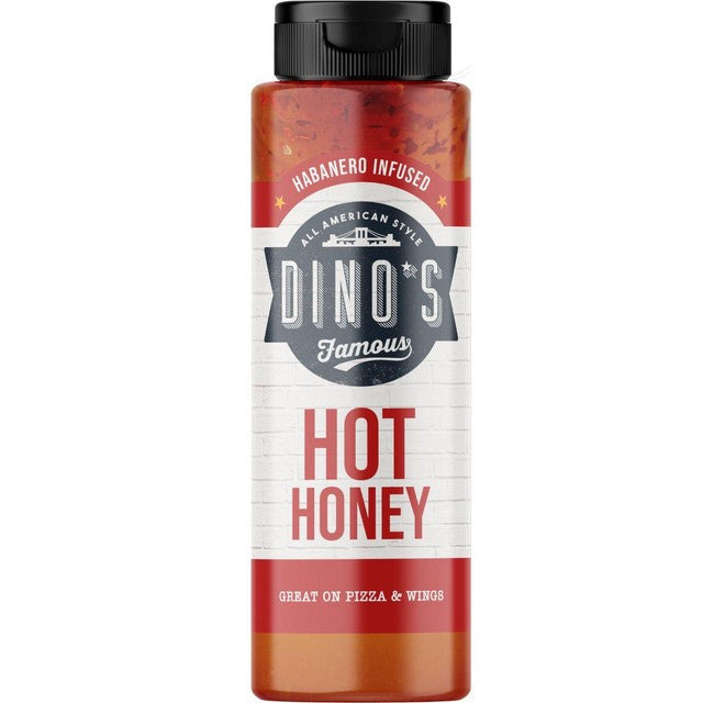 Dino's hot honey habanero infused bottle, imported from the UK