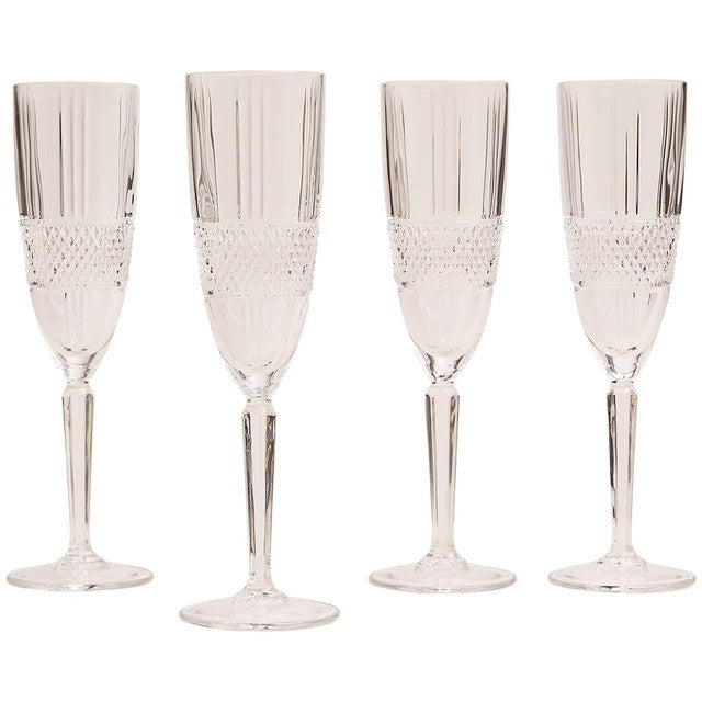 M&S Adeline Crystal Champagne Flutes Set 4, imported from the UK