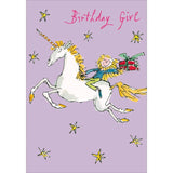 Woodmansterne Quentin Blake unicorn birthday greeting card 120x172mm, imported from the UK