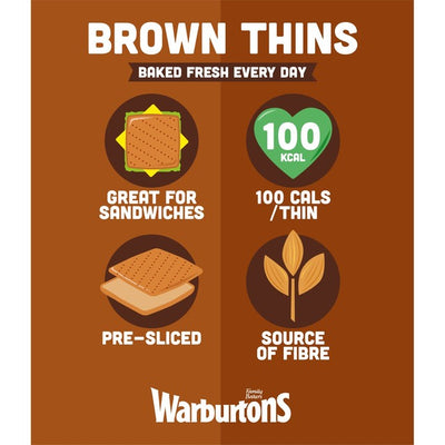Warburtons Brown Sandwich Thins 6-pakning