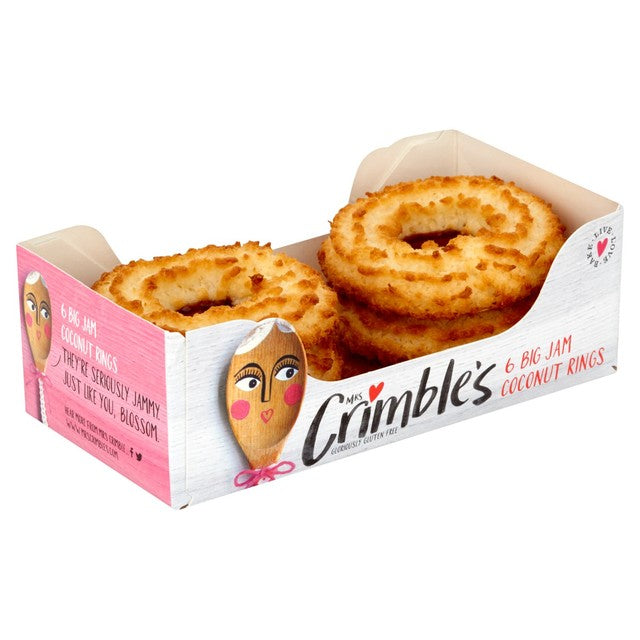 Mrs Crimble's gluten free jam coconut rings 240g, imported from the UK
