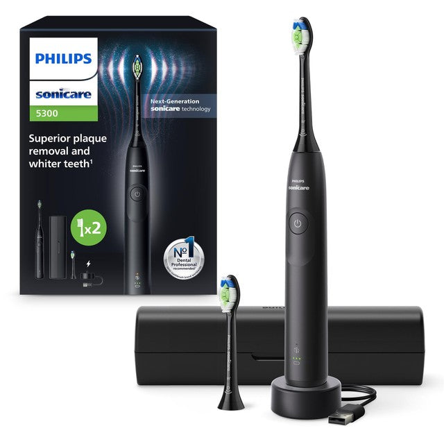 Philips Sonicare 5300 Series black electric toothbrush, imported from the UK