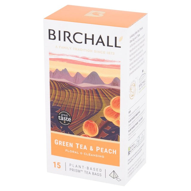 Birchall green tea and peach tea bags 15 pack - British product