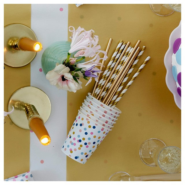 Duni Bio gold and white paper straws 25 pack, UK version