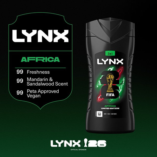 Lynx Africa shower gel 225ml, UK version
