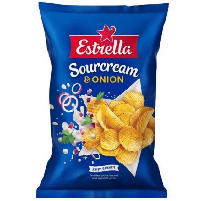 Estrella sourcream & onion crisps 175g - British product