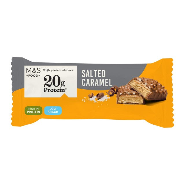 M&S salted caramel chocolate protein bar 55g, imported from the UK