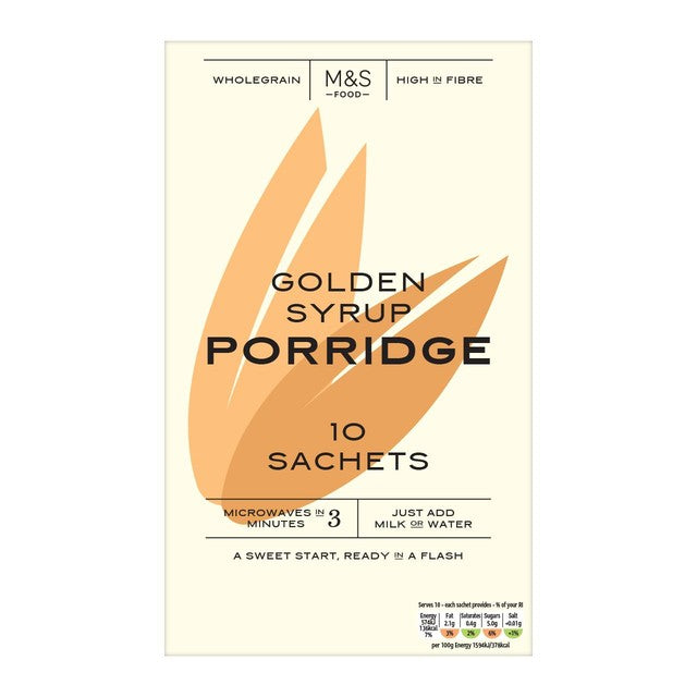 M&S golden syrup porridge sachets 10 pack, UK version