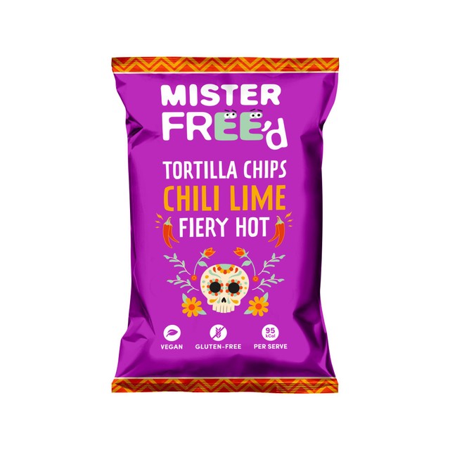 Mister Free'd tortilla chips chili lime 135g, imported from the UK