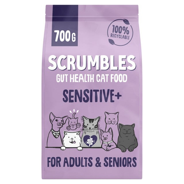 Scrumbles dry cat food grain free sensitive+ 700g (British brand)